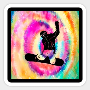 Tie dye snowboarder Sticker